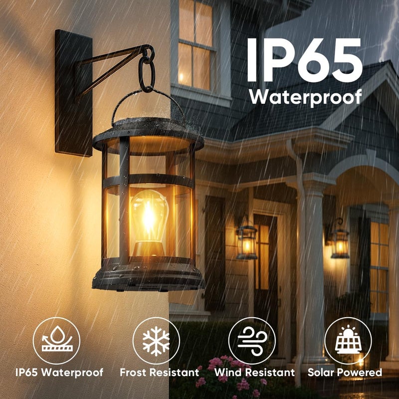 NFEVER Solar Lanterns Outdoor Waterproof: 4 Pack Hanging Solar Lights for Outside Patio Porch Garden Tabletop Decor - Bright LED Warm White Solar Powered Lighting - 2025 Gardening Lovers Mom Gifts - Image 3
